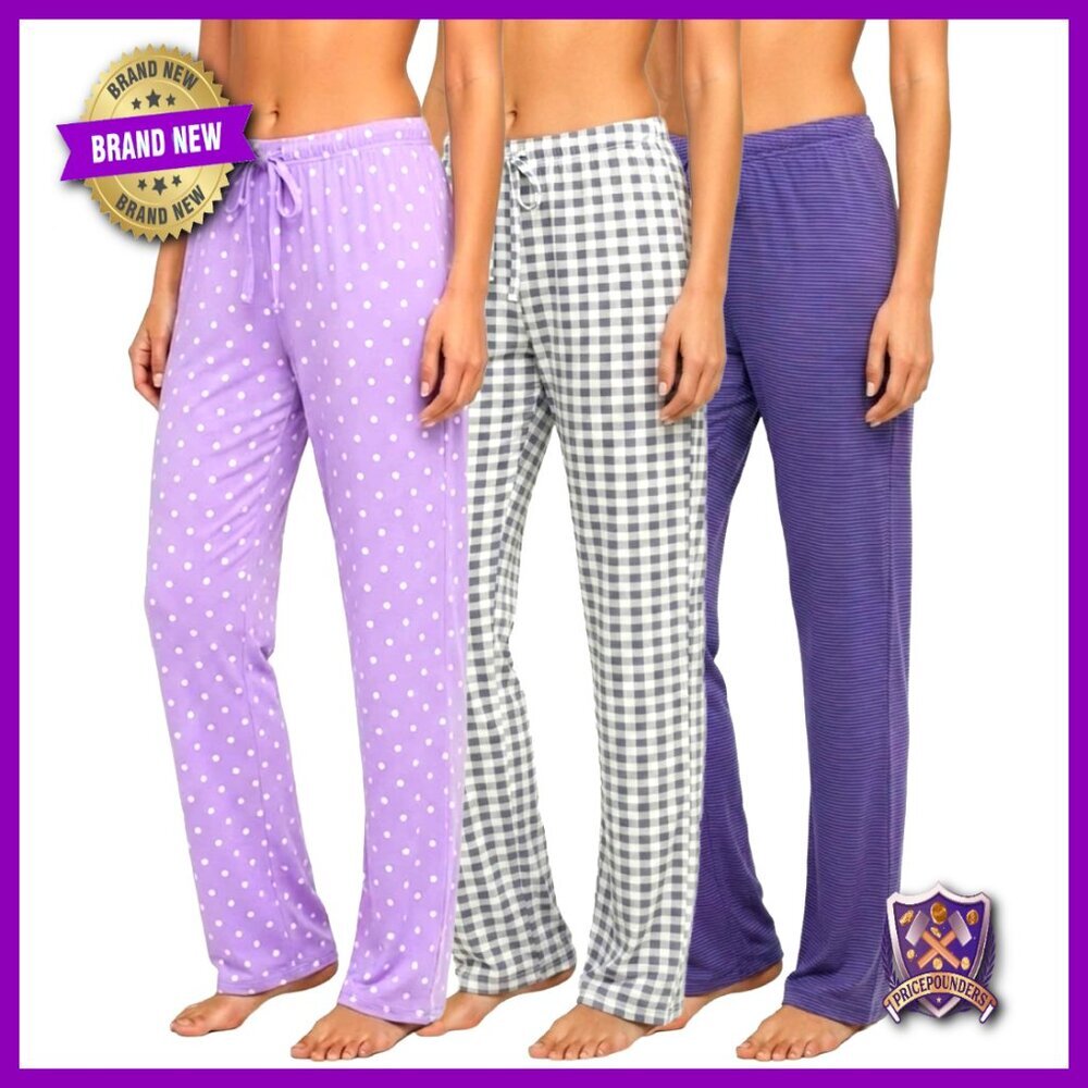 Ultra-Soft Pajama Pants 3-Pack, Loose Fit, Plus Size, Comfy Sleepwear